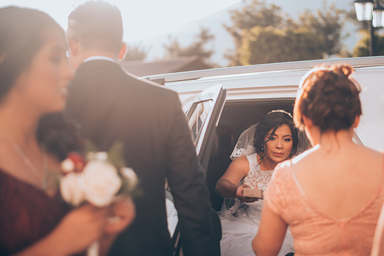 bride arriving at her wedding